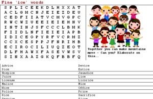 Word Search-ice words ws ice